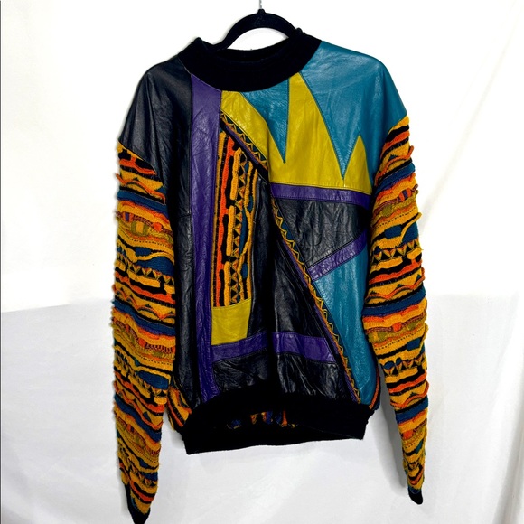 Vintage Saxony Leather and Coogi Style sweater - Picture 1 of 6